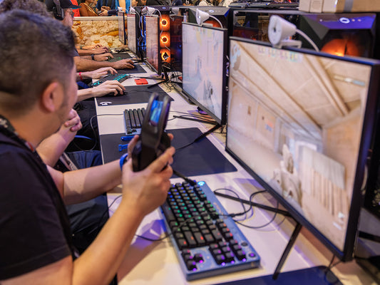 People playing computer games